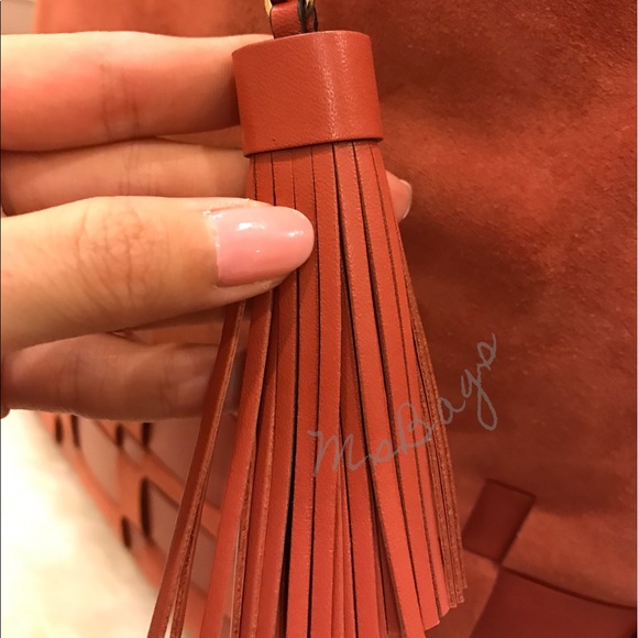 Michael Kors VIVIAN Woven Suede Hobo Shoulder Bag Cinnamon Red - Picture 5 of 6